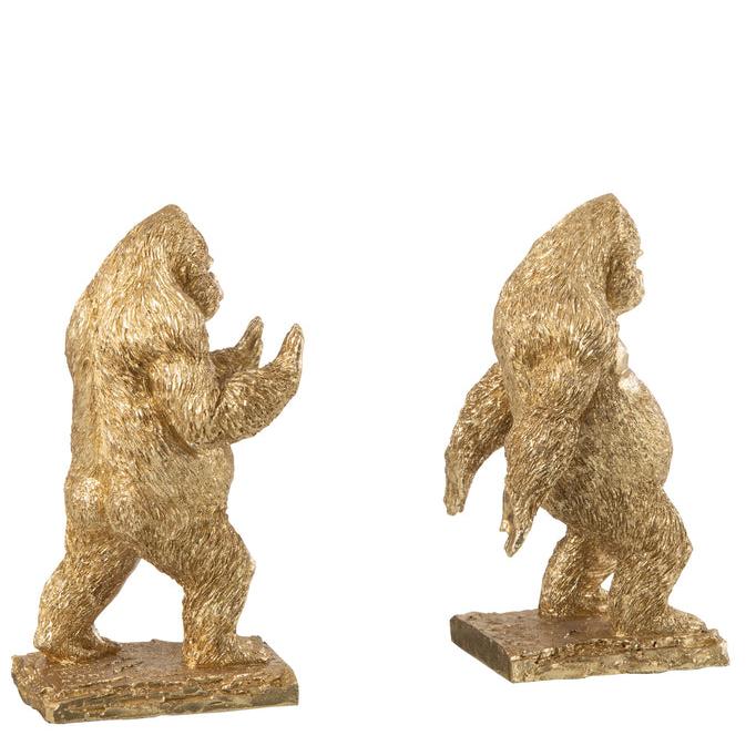 Boekensteun Gorilla Resin Goud Set van 2 - Boekensteun - J-Line - livinglovely.nl