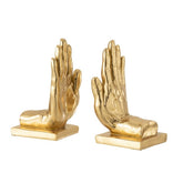 Boekensteun Handen Poly Goud Set van 2 - Boekensteun - J-Line - livinglovely.nl