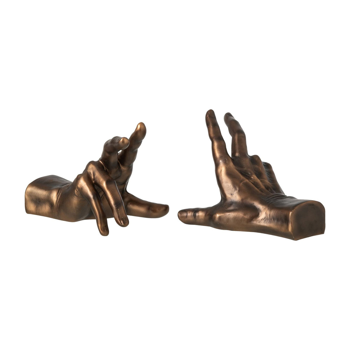 Boekensteun Handen Polyresin Brons Set van 2 J-Line