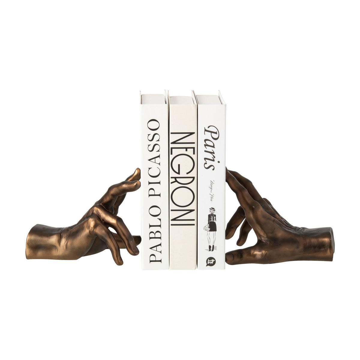 Boekensteun Handen Polyresin Brons Set van 2 J-Line