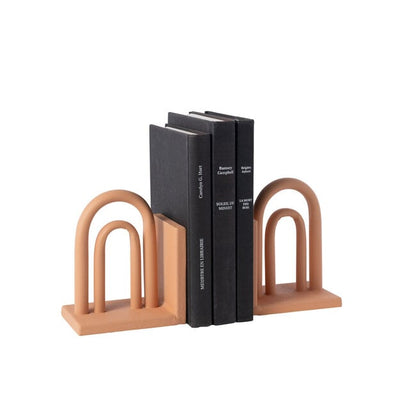 Boekensteun Koli Ijzer Bruin/Naturel Set van 2 - Boekensteun - J-Line - livinglovely.nl