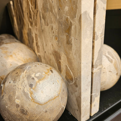 Boekensteun Marmer Beige J-Line - Boekensteun - J-Line - livinglovely.nl