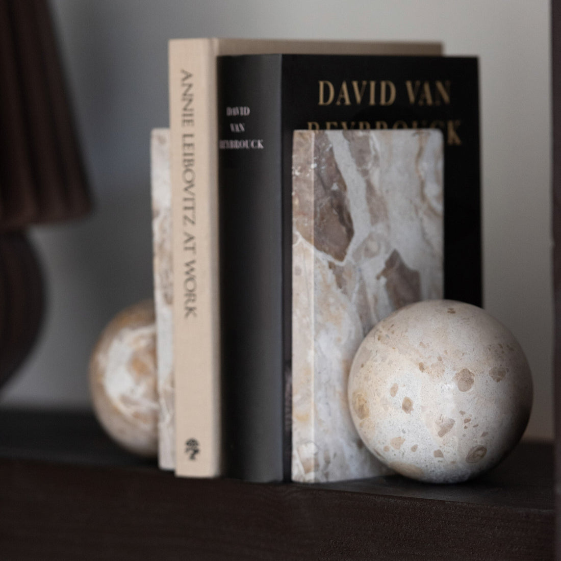 Boekensteun Marmer Beige J-Line - Boekensteun - J-Line - livinglovely.nl