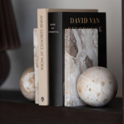 Boekensteun Marmer Beige J-Line - Boekensteun - J-Line - livinglovely.nl