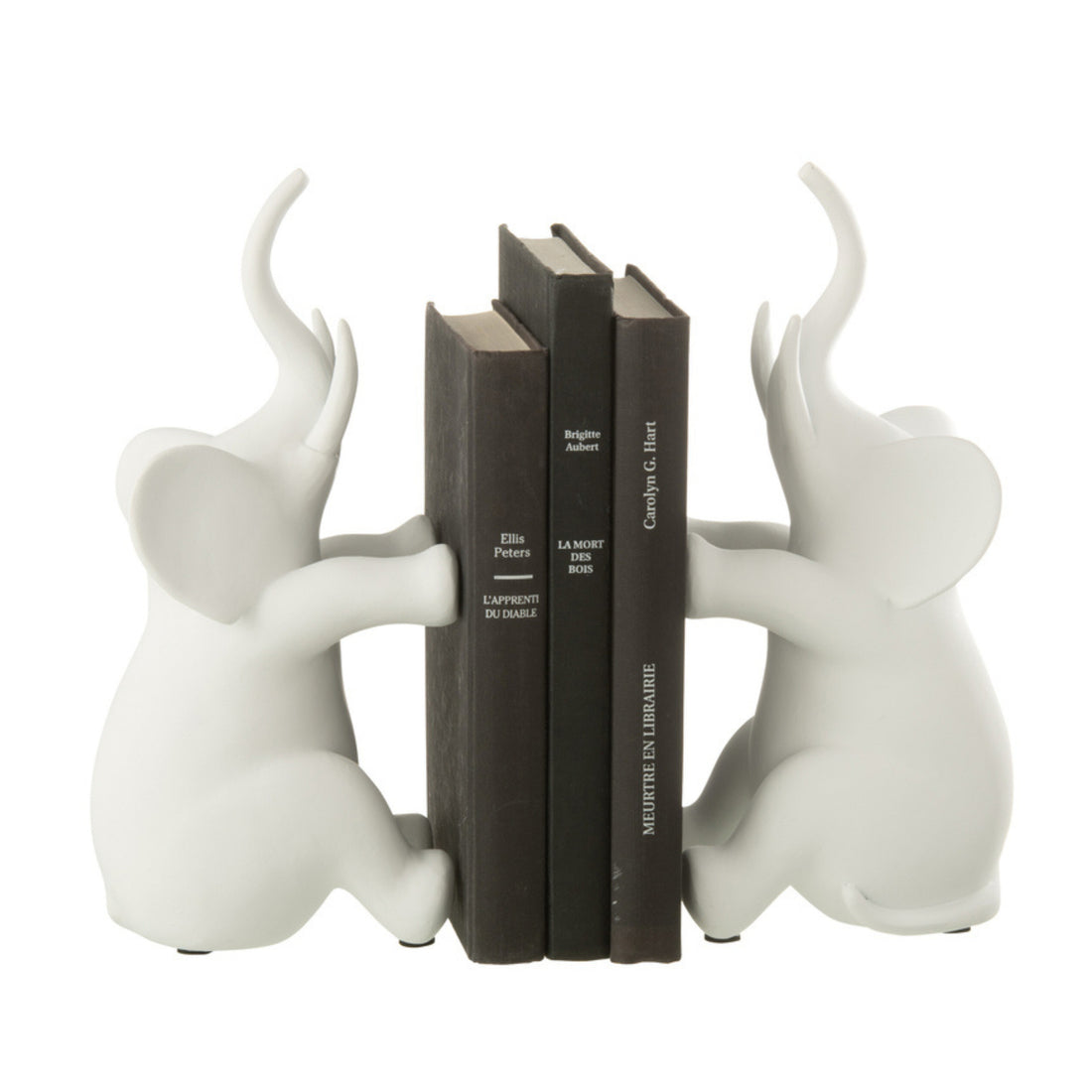 Boekensteun Olifant Zittend Polyresin Wit Set - Boekensteun - J-Line - livinglovely.nl