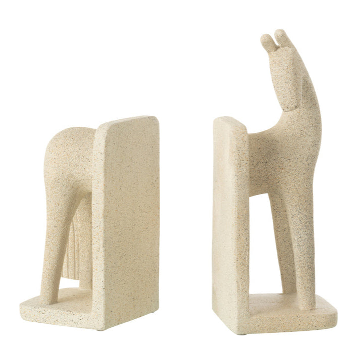 Boekensteun Paard Modern Resine Beige Set J-Line - Boekensteun - J-Line - livinglovely.nl