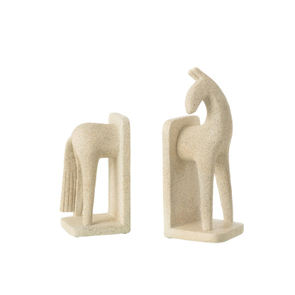 Boekensteun Paard Modern Resine Beige Set J-Line