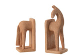Boekensteun Paard Modern Resine Terra Set - Boekensteun - J-Line - livinglovely.nl