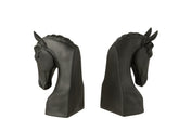 Boekensteun Paard Polyresin Zwart Set van 2 - Boekensteun - J-Line - livinglovely.nl