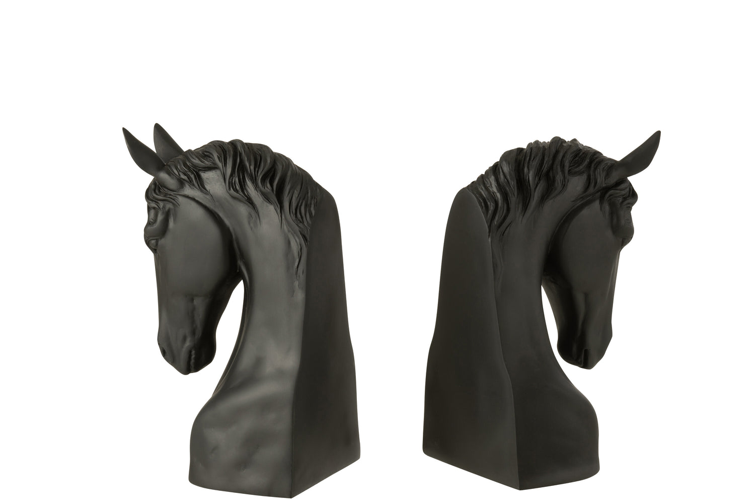 Boekensteun Paard Polyresin Zwart Set van 2 - Boekensteun - J-Line - livinglovely.nl