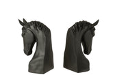 Boekensteun Paard Polyresin Zwart Set van 2 - Boekensteun - J-Line - livinglovely.nl