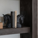 Boekensteun Paard Polyresin Zwart Set van 2 - Boekensteun - J-Line - livinglovely.nl