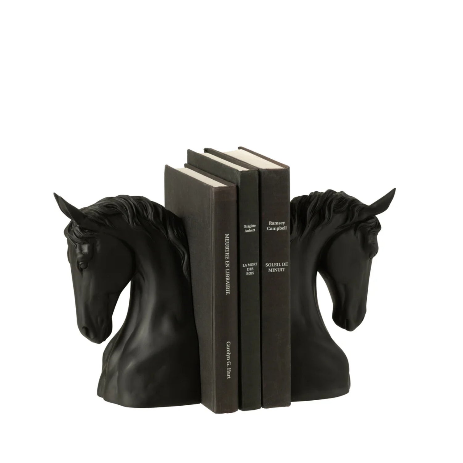 Boekensteun Paard Polyresin Zwart Set van 2 - Boekensteun - J-Line - livinglovely.nl