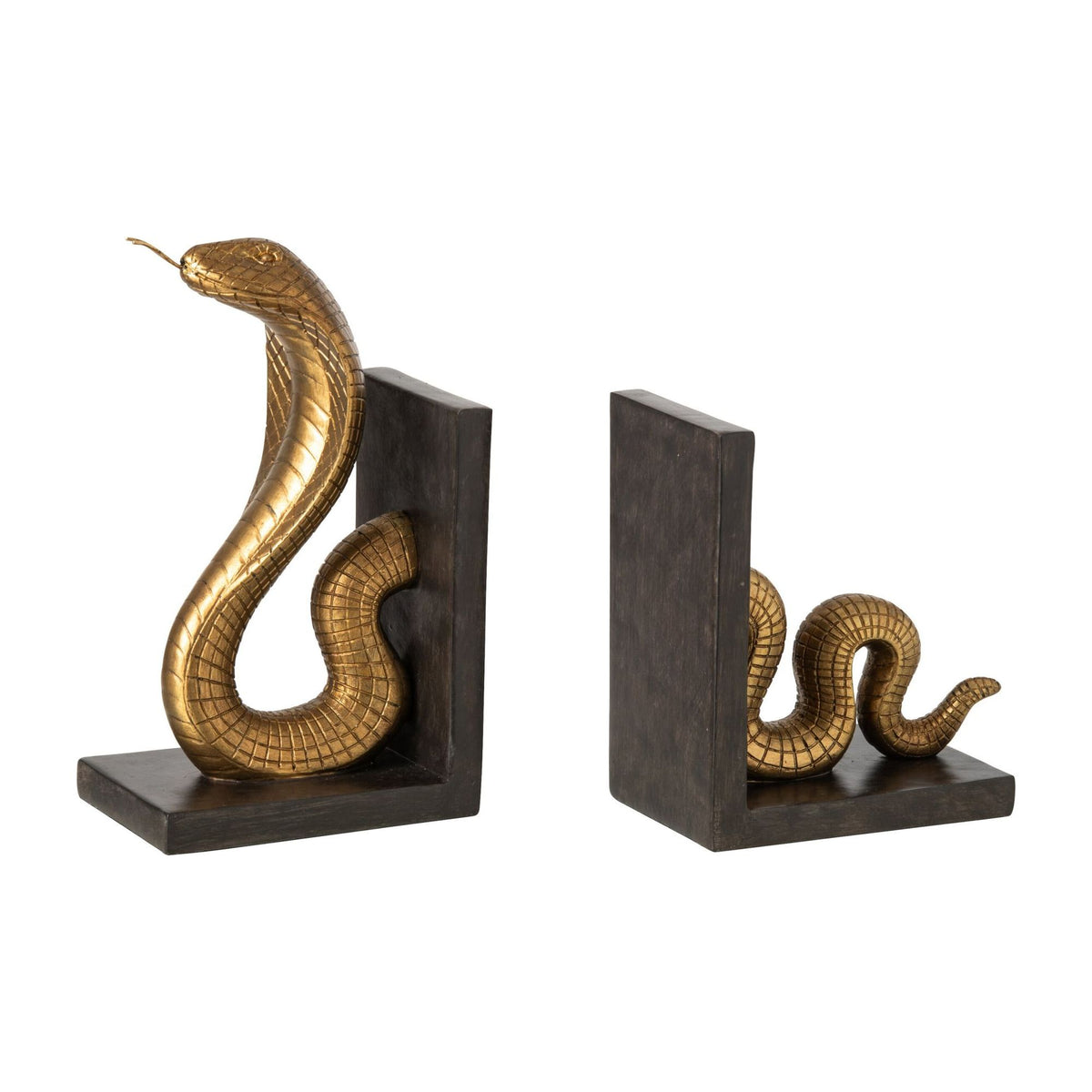 Boekensteun Slang Polyresin Goud/Zwart Set van 2 J-Line
