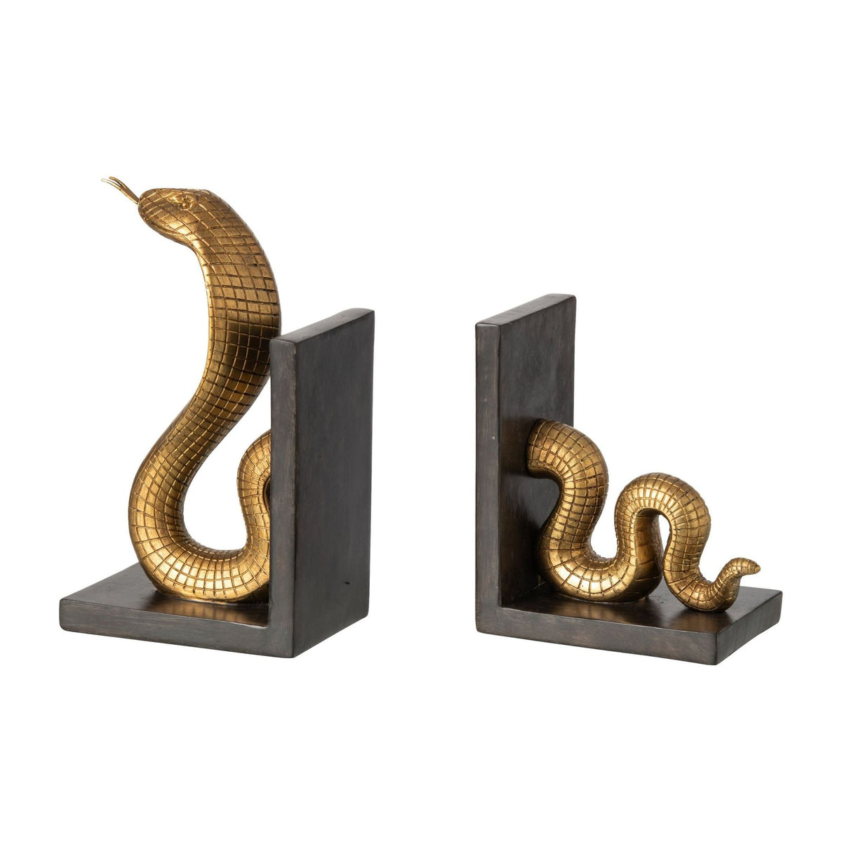 Boekensteun Slang Polyresin Goud/Zwart Set van 2 J-Line
