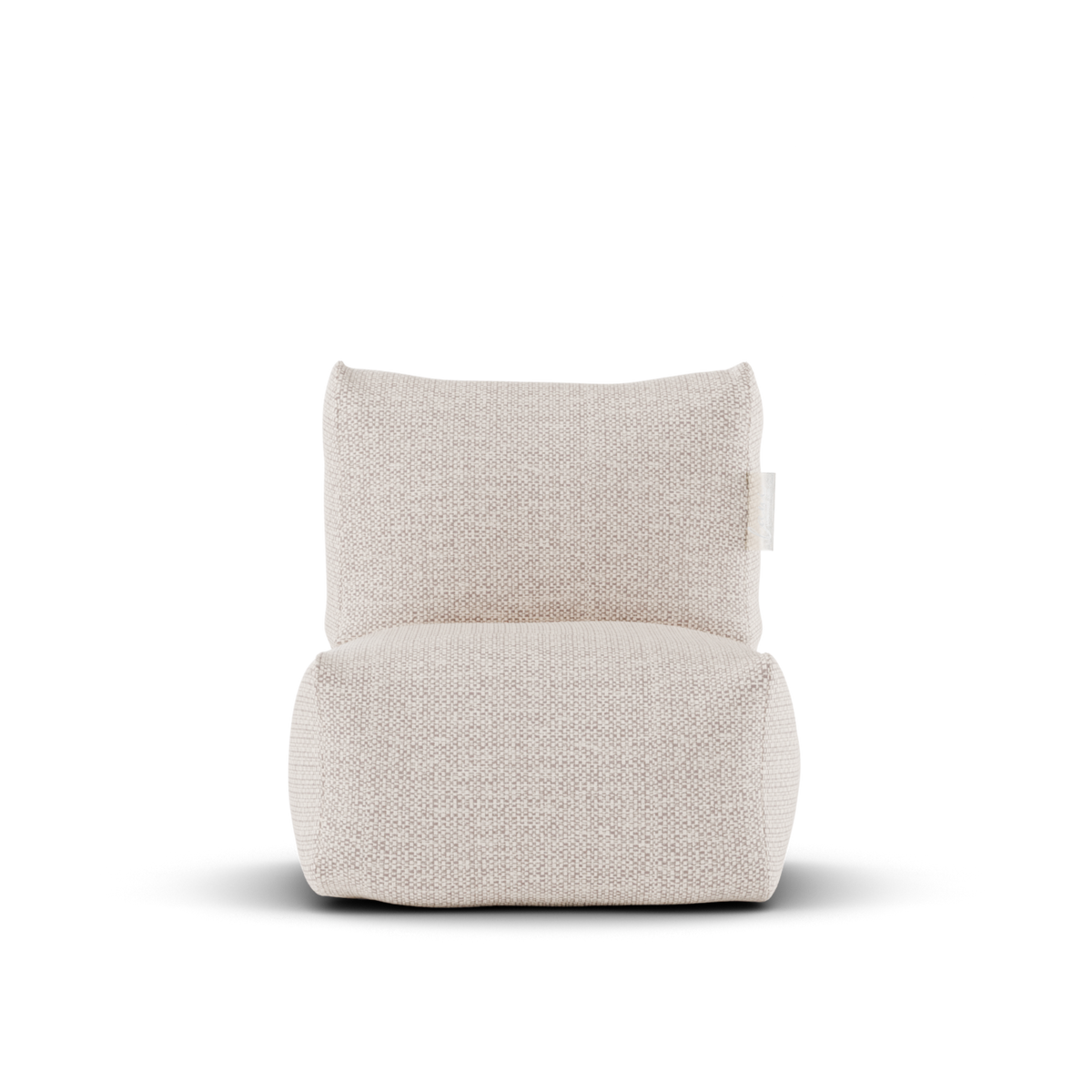 Beige Boho kinderstoel van Laui Lounge van voren, met zitting van 48 bij 48 centimeter