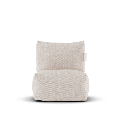Beige Boho kinderstoel van Laui Lounge van voren, met zitting van 48 bij 48 centimeter