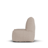 Taupe Boho kinderstoel van Laui Lounge van opzij, met rughoogte van 50 centimeter