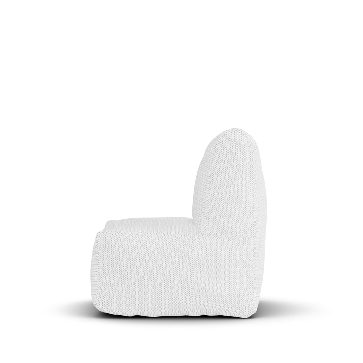 Witte Boho kinderstoel van Laui Lounge van opzij, met rughoogte van 50 centimeter