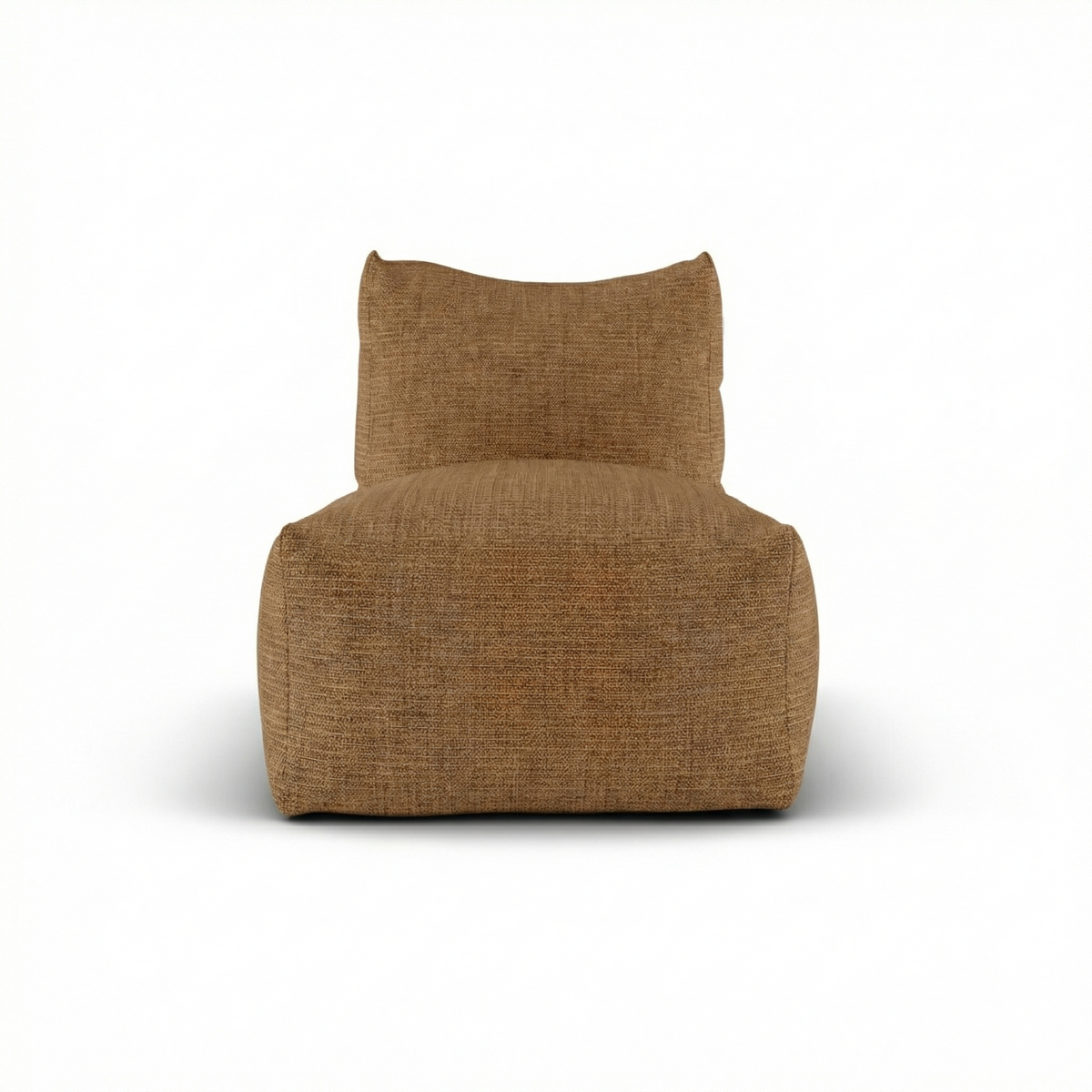 Boho loungestoel in terra van voren, met brede zitting van 68 centimeter