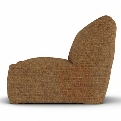 Boho loungestoel in terra van opzij, met rughoogte van 74 centimeter