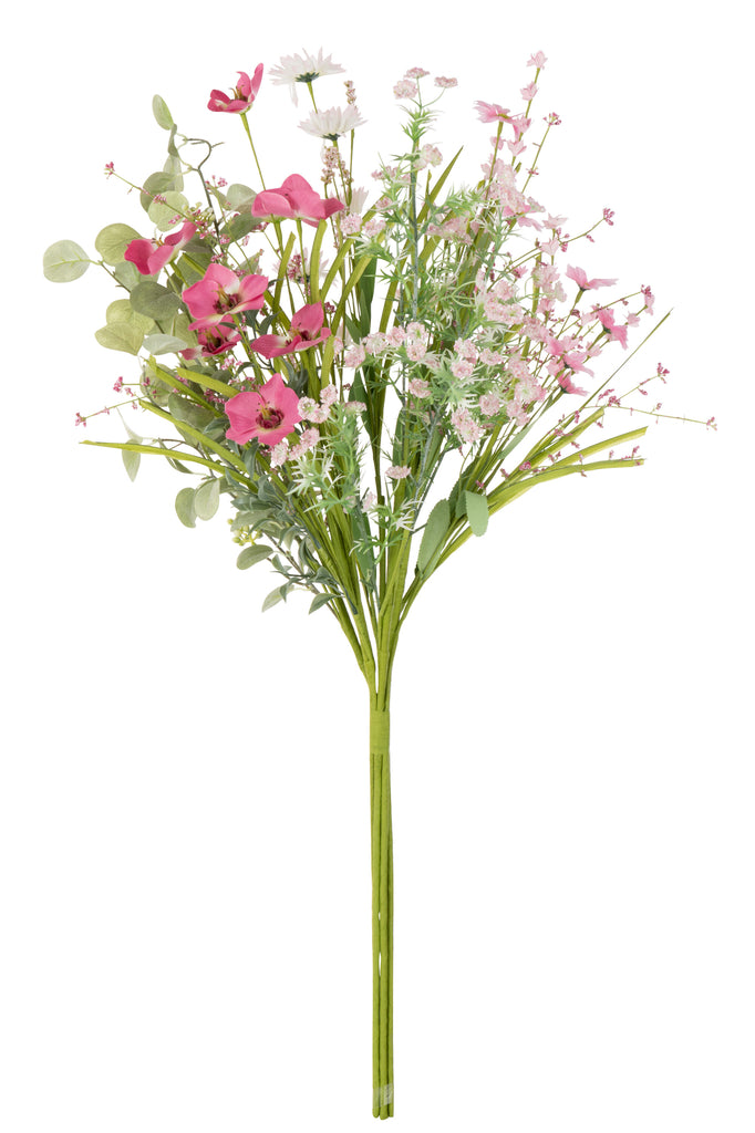 Bouquet Mix Flowers Artificial Pink - Kunstbloem - J-Line - livinglovely.nl