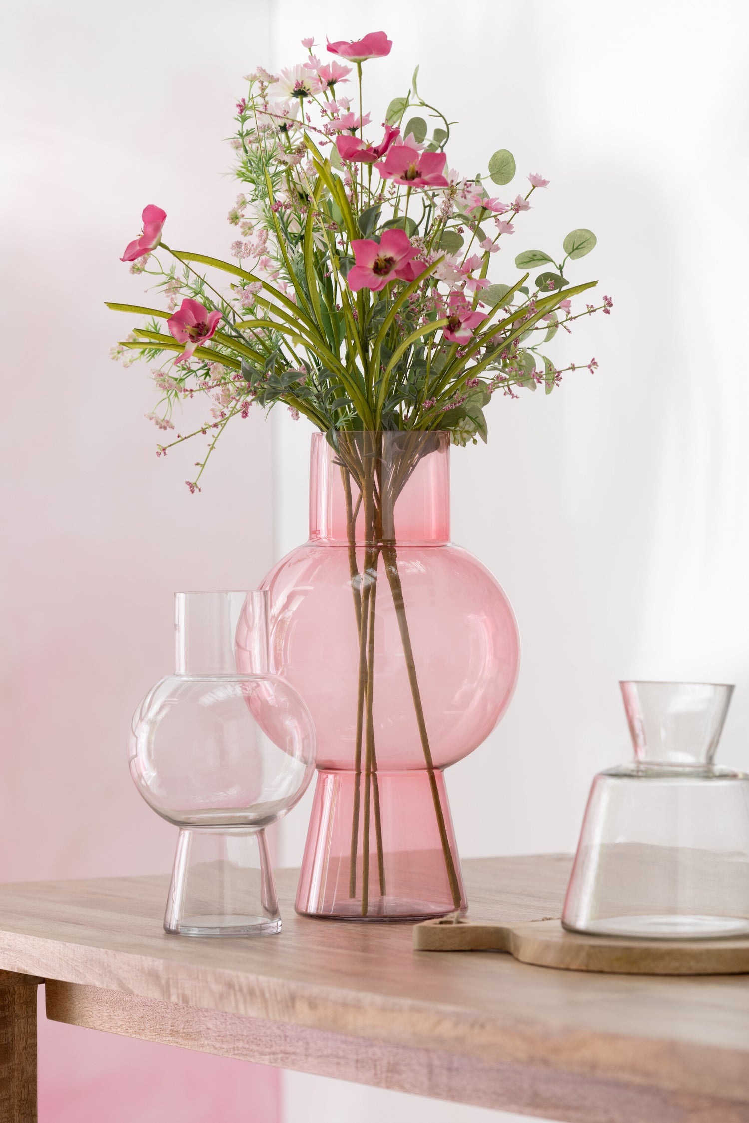 Bouquet Mix Flowers Artificial Pink - Kunstbloem - J-Line - livinglovely.nl
