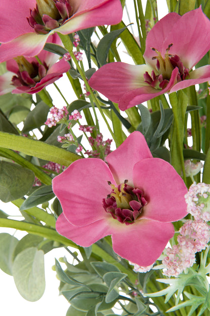 Bouquet Mix Flowers Artificial Pink - Kunstbloem - J-Line - livinglovely.nl