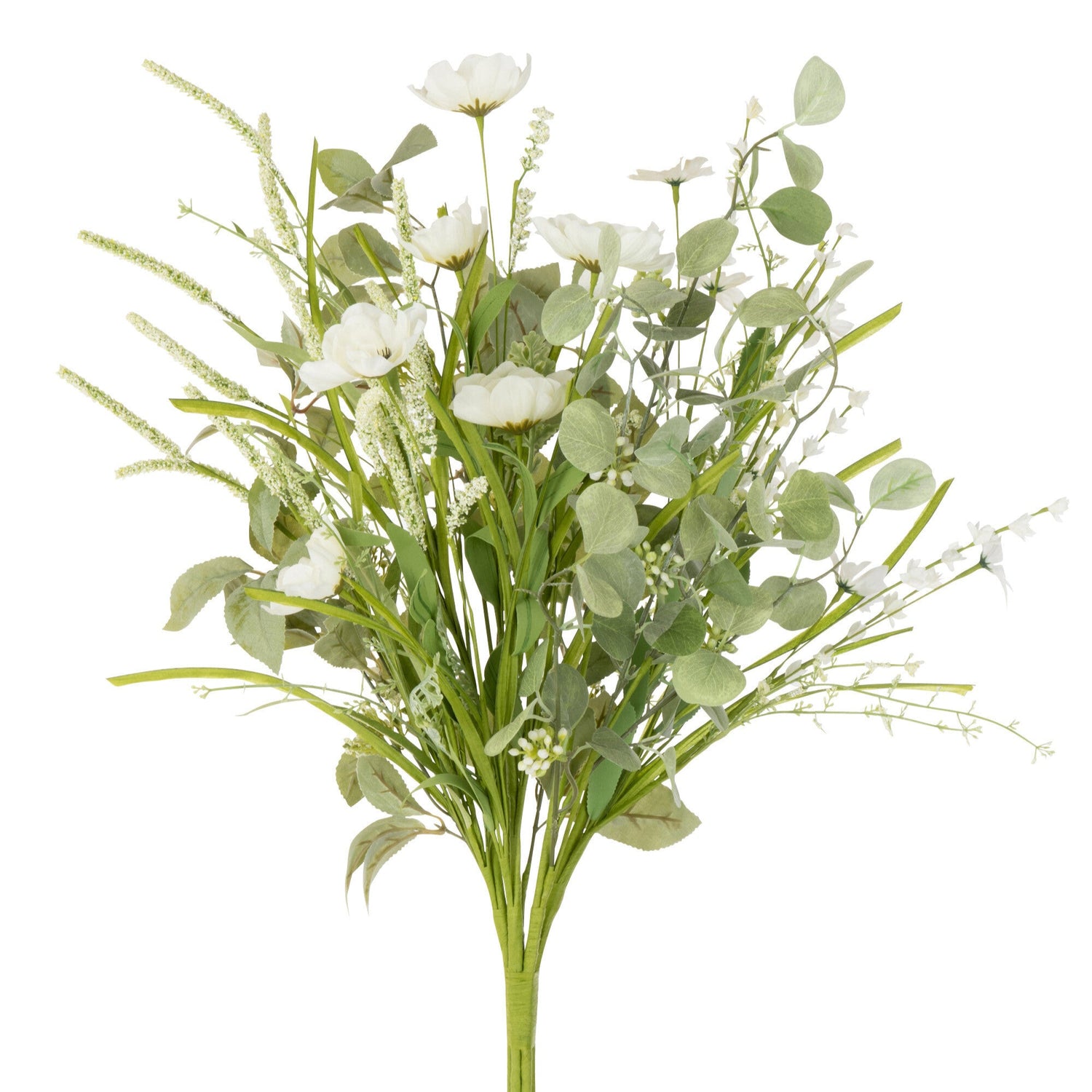 Bouquet Mix Flowers Artificial White - Kunstbloem - J-Line - livinglovely.nl