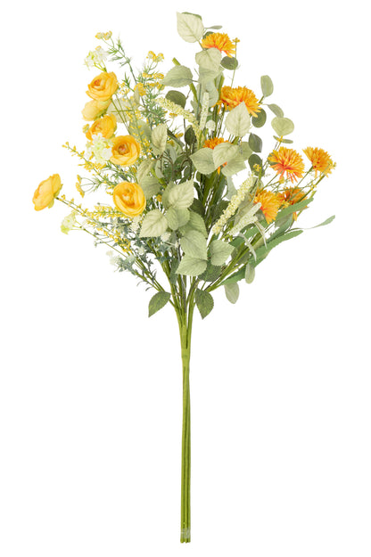 Bouquet Mix Flowers Artificial Yellow - Kunstbloem - J-Line - livinglovely.nl