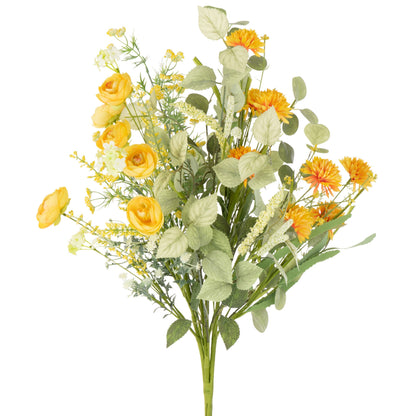 Bouquet Mix Flowers Artificial Yellow - Kunstbloem - J-Line - livinglovely.nl