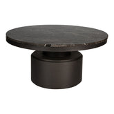Bregt coffeetable high brown marble dark grey base - Salontafel - PTMD - livinglovely.nl