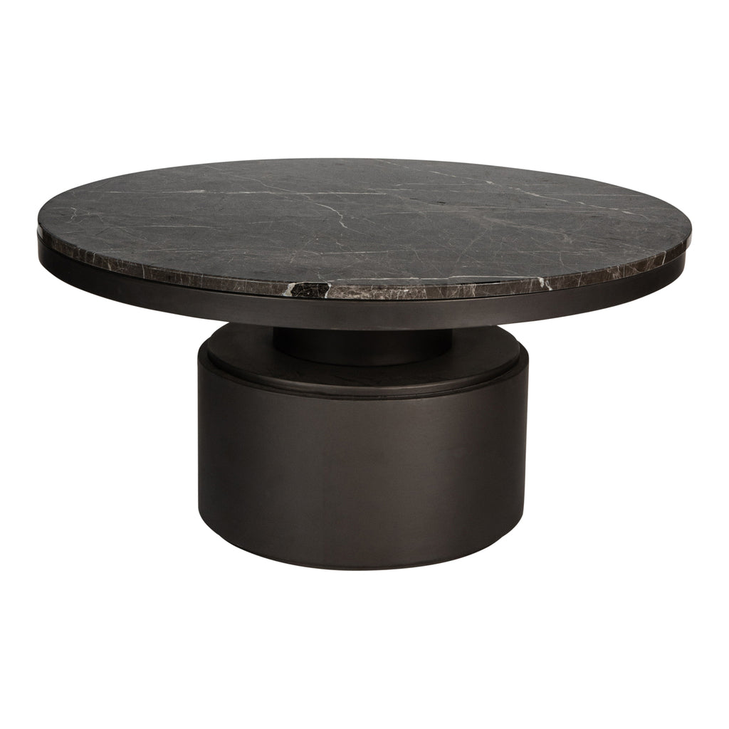 Bregt coffeetable high brown marble dark grey base - Salontafel - PTMD - livinglovely.nl