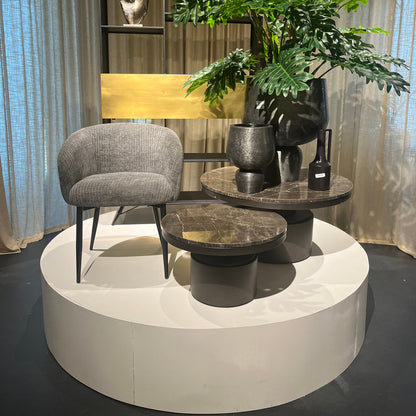 Bregt coffeetable high brown marble dark grey base - Salontafel - PTMD - livinglovely.nl