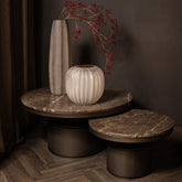 Bregt coffeetable high brown marble dark grey base - Salontafel - PTMD - livinglovely.nl