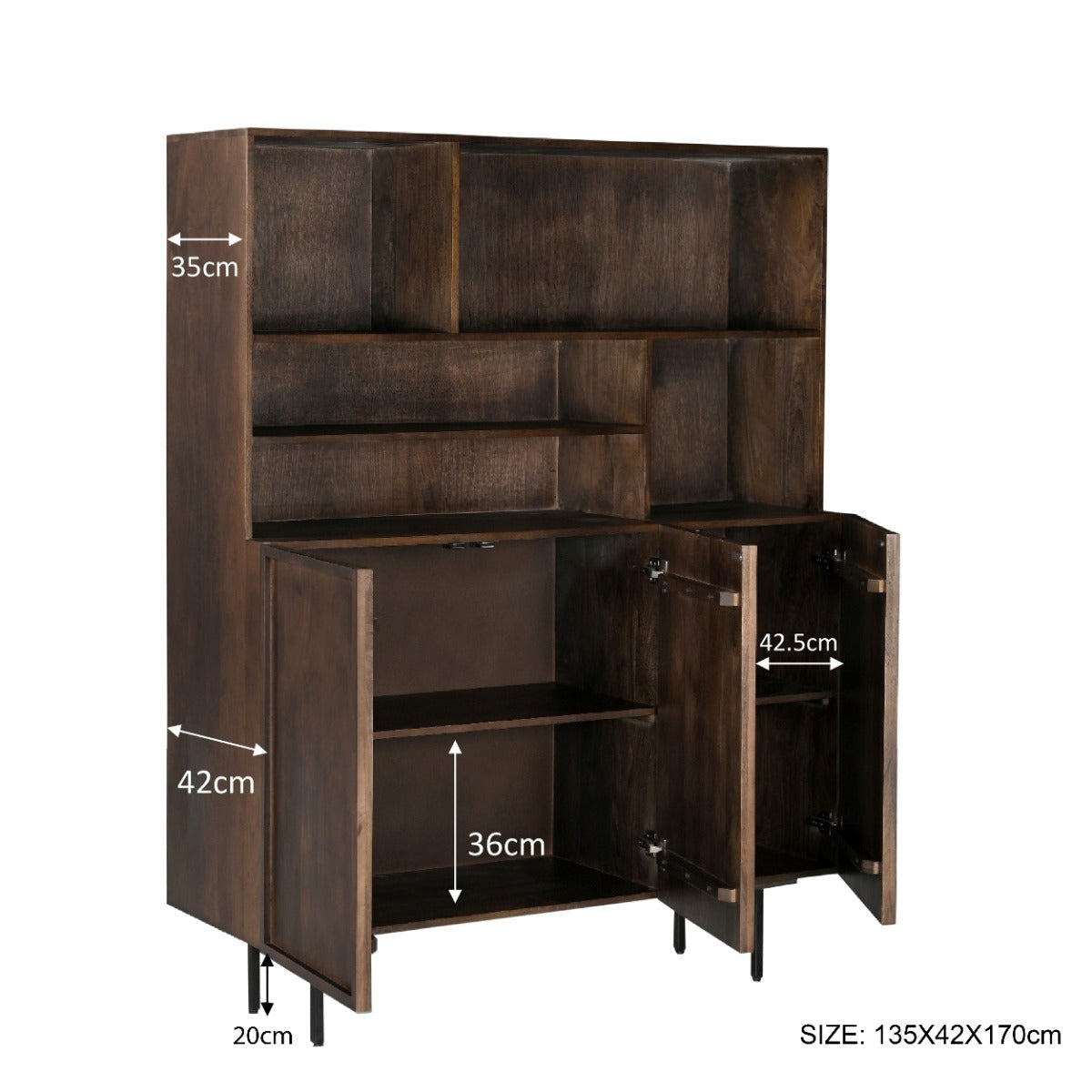 Buffetkast Elan Chestnut 135cm van massief mangohout