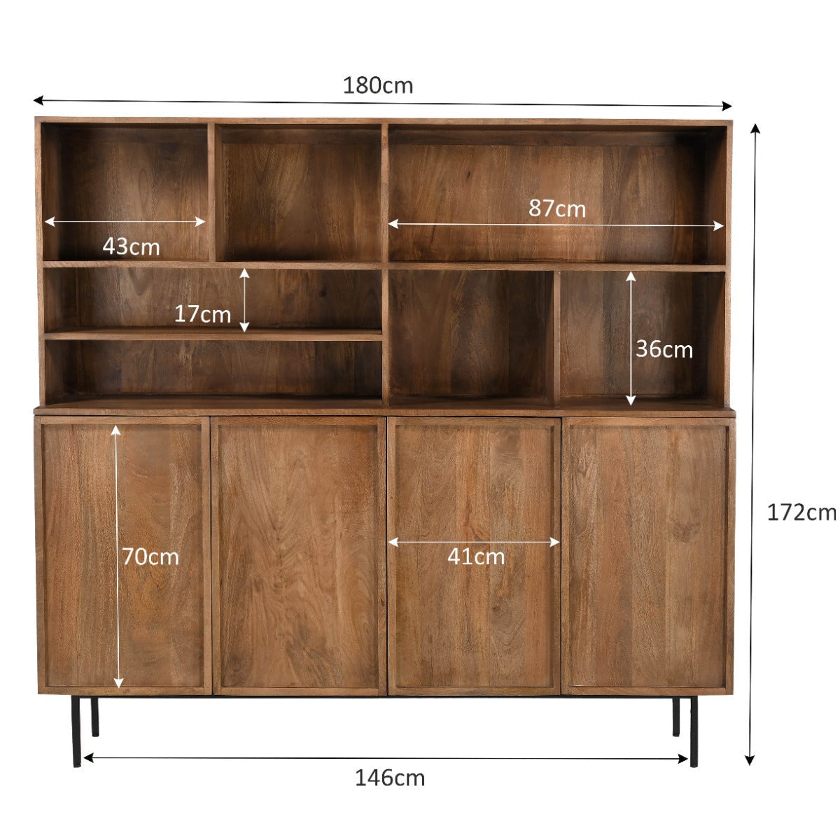 Buffetkast Elan Pecan 180cm van massief mangohout