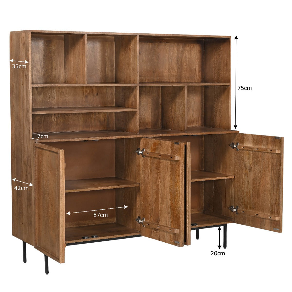 Elan buffetkast Pecan van Livingfurn, 180cm breed en 172cm hoog