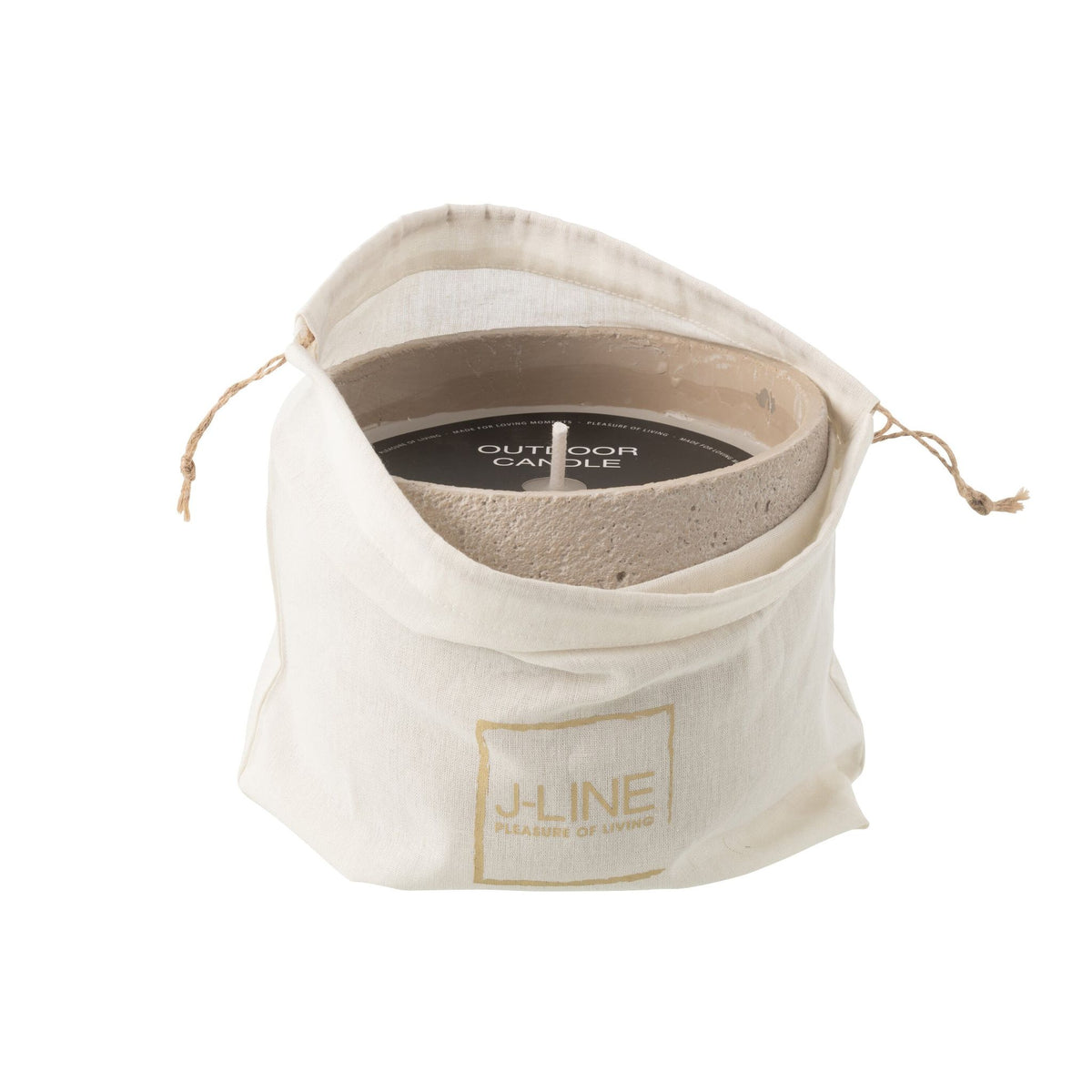 Buitenkaars 47h Rond Paraffine Lichtbeige Large J-Line