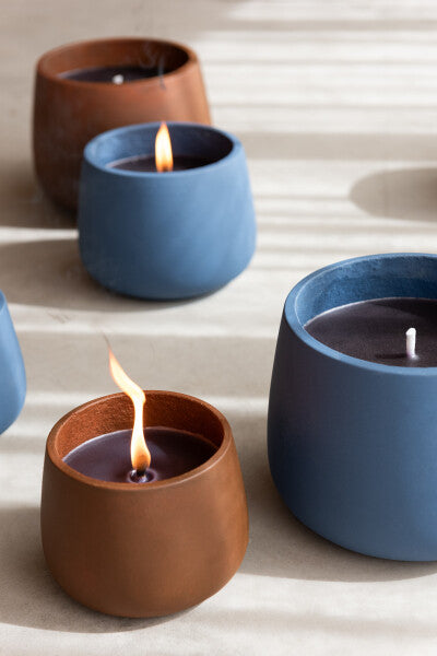 Buitenkaars Cyra Cement Blauw Small 18uur - Buitenkaars - J-Line - livinglovely.nl