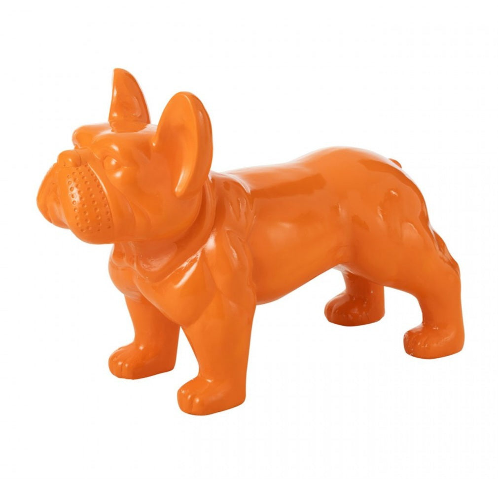 Bulldog Oranje L88cmxB38cmxH63 J-Line - Beeld - J-Line - livinglovely.nl