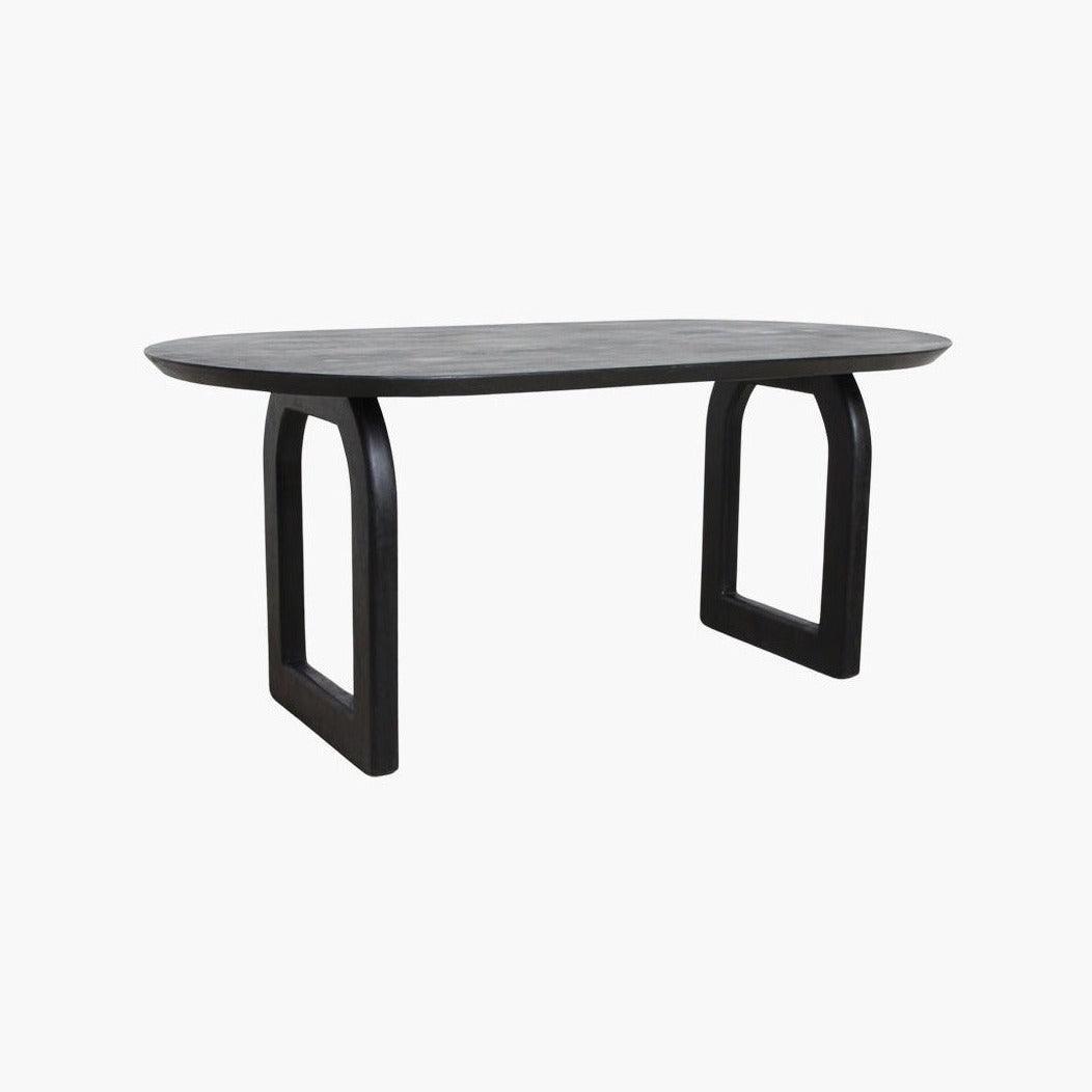 Bullnose Eetkamertafel Open Base Zwart Raw Materials - Eetkamertafel - Raw Materials - livinglovely.nl