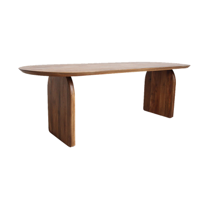 Bullnose eettafel van Raw Materials, 180 cm in massief mangohout met gesloten onderstel