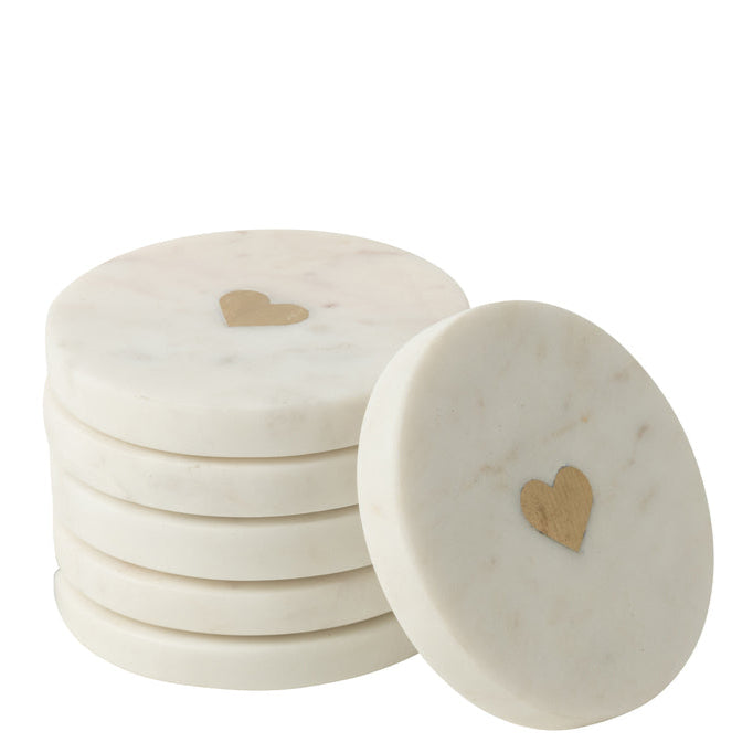 Bundel Luxe Marmeren Tapasplank en Onderzetters – Wit met Goud - Keukenaccessoire - J-Line - livinglovely.nl