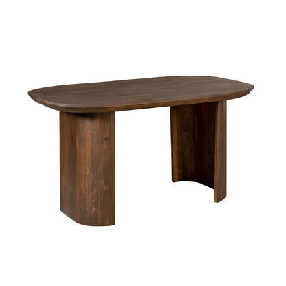 Bruin mangohouten bureau Maré 150 cm van Starfurn met royaal werkblad