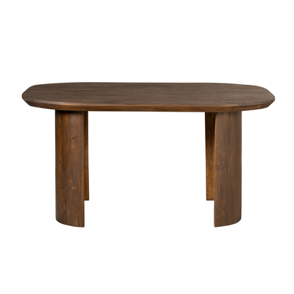 Halfronde poot van bureau Maré 150 cm van Starfurn in bruin massief mangohout