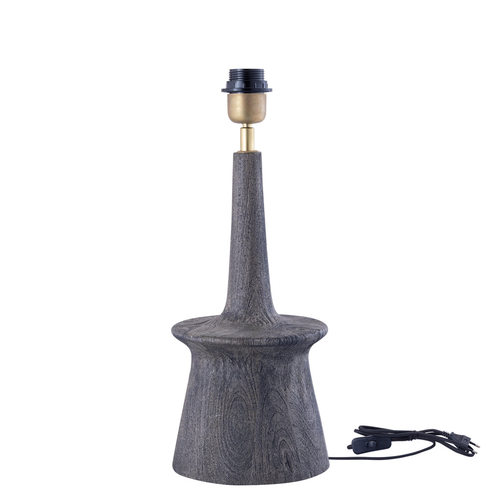 Caelin Grey mango wood table lamp narrow round PTMD - Tafellamp - PTMD - livinglovely.nl