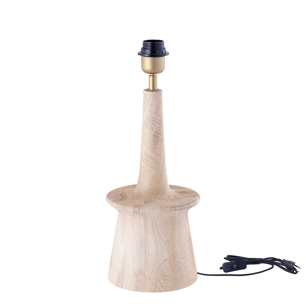 Caelin Natural mango wood table lamp narrow round PTMD - Tafellamp - PTMD - livinglovely.nl