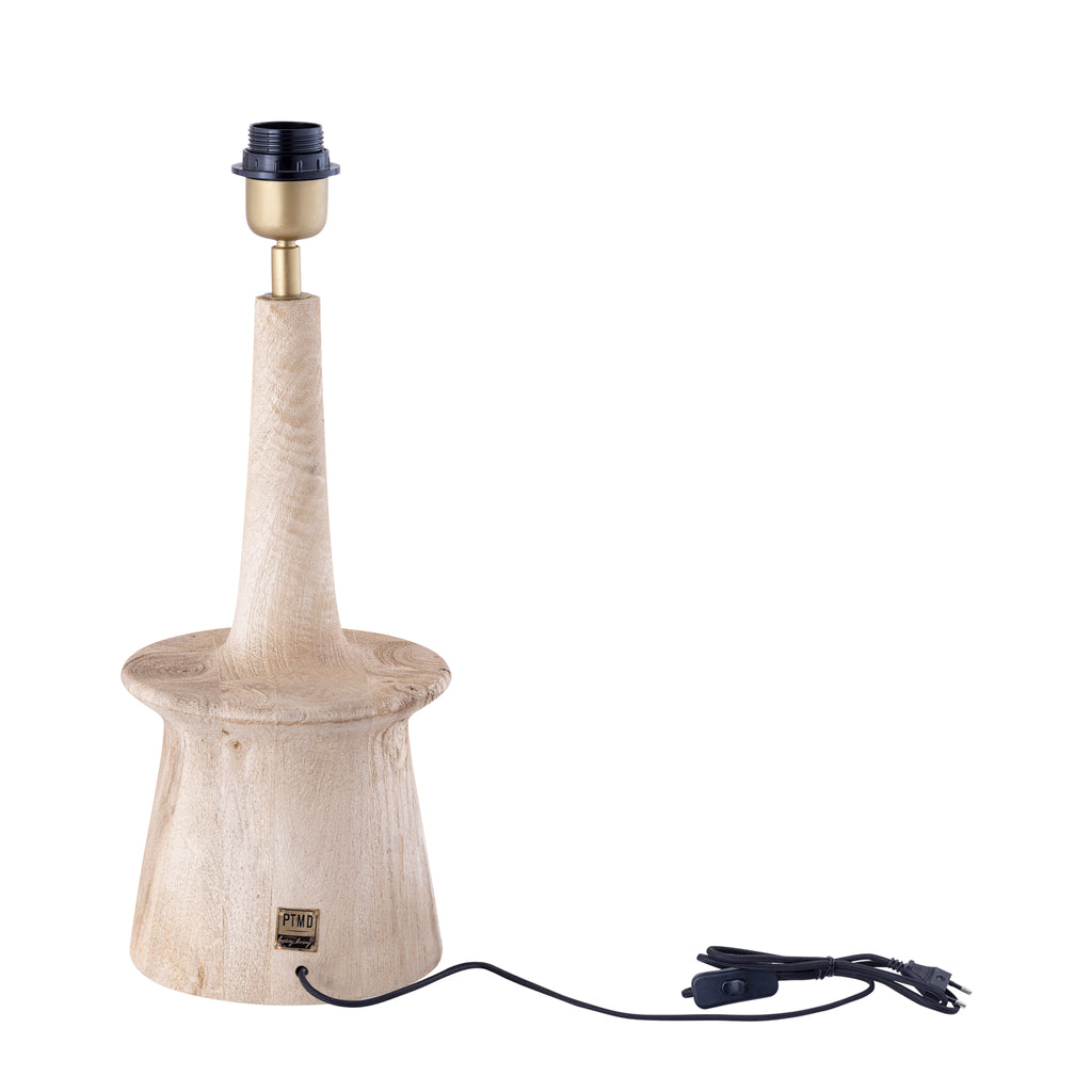 Caelin Natural mango wood table lamp narrow round PTMD - Tafellamp - PTMD - livinglovely.nl