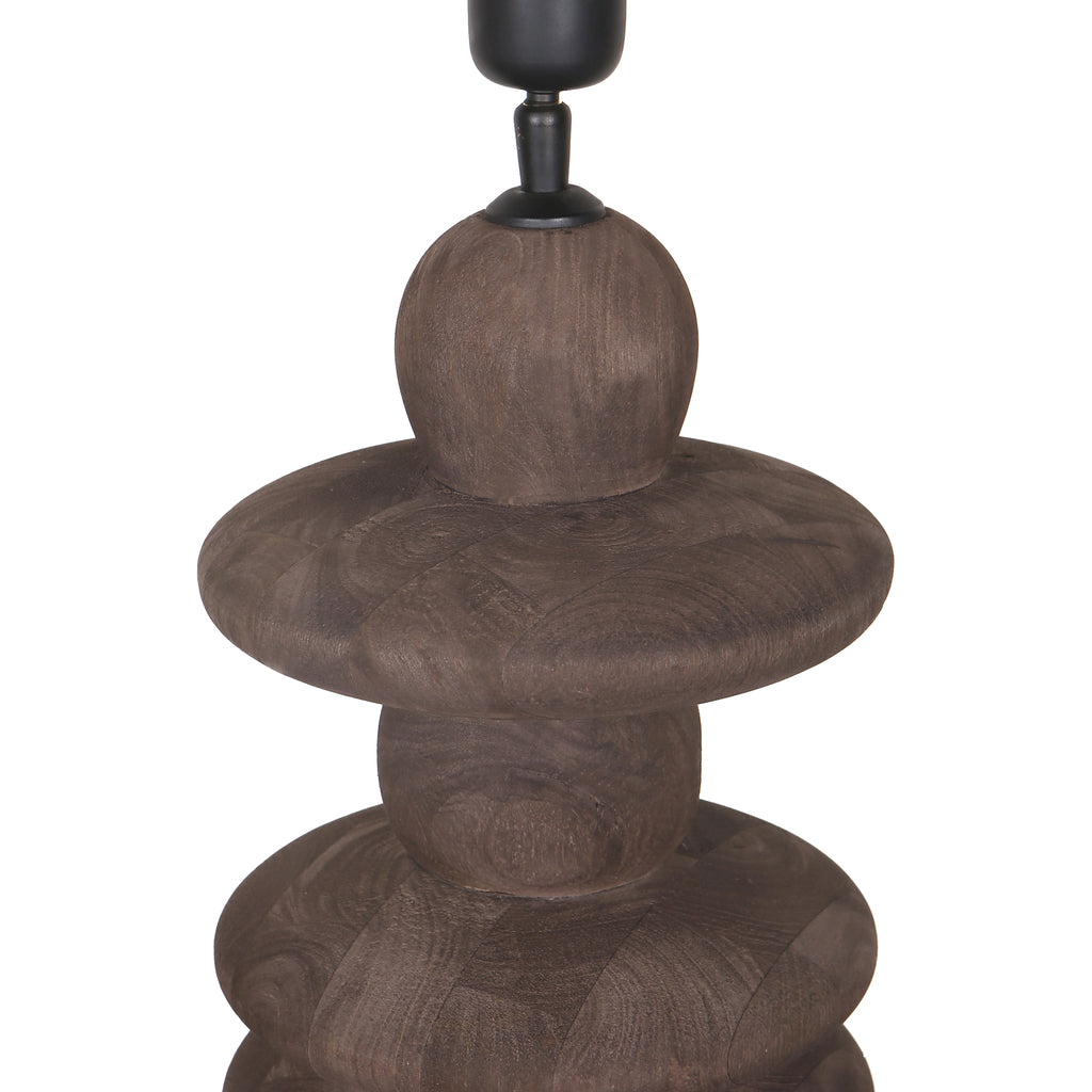 Callain Brown mango wood table lamp base round PTMD - Tafellamp - PTMD - livinglovely.nl